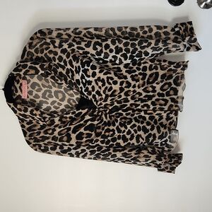 Bandolino Animal Print Sheer L/S Blouse Sz 8P